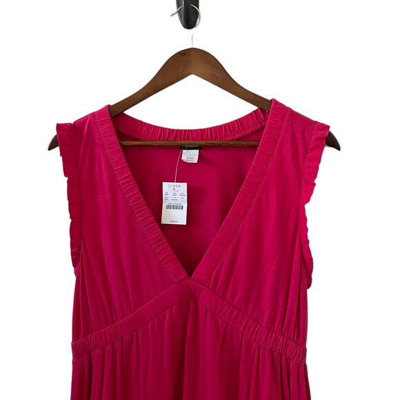 J. Crew NEW Sleeveless V Neck Knit Dress In Fuchsia Pink Size L - Picture 2 of 14